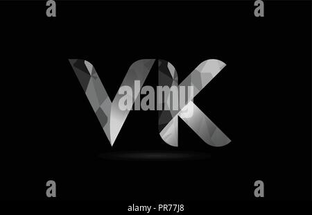 Black And White Alphabet Letter Vk V K Logo Combination Design Suitable