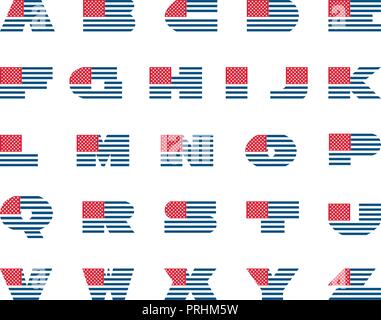 Usa Flag Alphabet And Numbers Th Of July Usa Flag Style Font Design