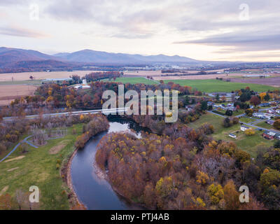 Aerial Of The Small Town Of Elkton Virginia In The Shenandoah Valley