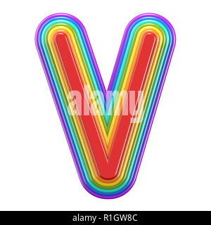 Concentric Rainbow Font Letter R D Rendering Illustration Isolated On