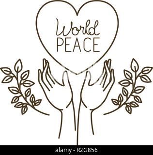 International Day Of Peace Lettering With Hands Lifting Dove Vector