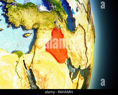 Illustration Of Iraq Highlighted In Red On Globe With Transparent