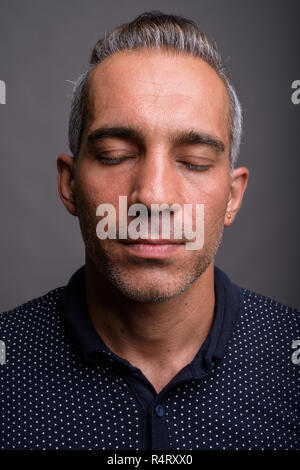 Face Of Mature Handsome Persian Man In Black And White Stock Photo Alamy