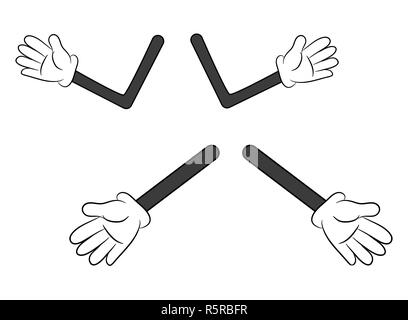 Image Of Cartoon Human Gloves Hand Gesture Set Vector Illustration