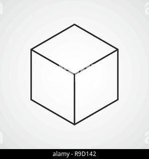 Cube Linear Icon In Flat Design Vector Illustration 3d Cube Icon