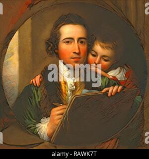 The Artist And His Son Raphael Self Portrait Painting By Benjamin West