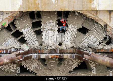 The Tunnel Boring Machine Bertha After Arrival At Her Final Destination