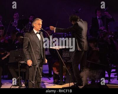 Italian Tenor Andrea Bocelli Centre Performs At The O2 Arena