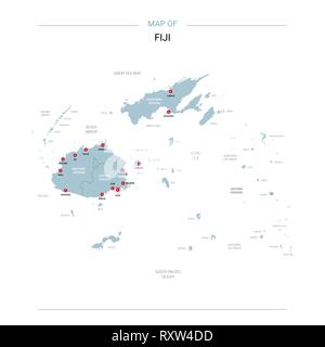 Location Of Fiji On The World Map Marked With Fiji Flag Pin