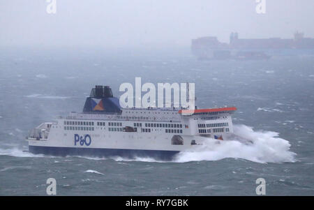 A Ferry Arrives At The Port Of Dover In Kent During Rough Seas Stormy