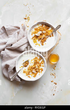 Delicious And Nutritious Organic Granola Or Muesli Croustillant Stock