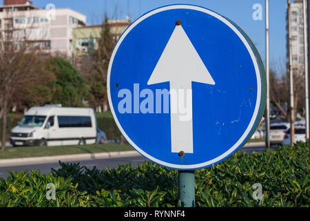 Mandatory Straight Or Right Turn Ahead Traffic Lane Route Direction