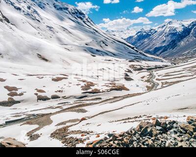 Baralacha Pass Snow Covered Road In Ladakh Stock Photo Alamy