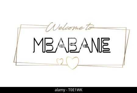 Mbabane Welcome To Word Text With Creative Purple Pink Handwritten Font