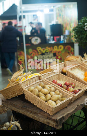 Fruit Displayed In Wooden Baskets Stock Photo Alamy