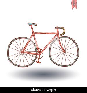 Hand Drawn Track Bike Icon In Gold Foil Texture Vector Illustration