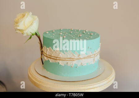 Blue Rose Swirl Cake Buttercream Isolated Stock Photo Alamy