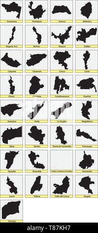 Vector Map Of Colombia With Departments Capital Region And