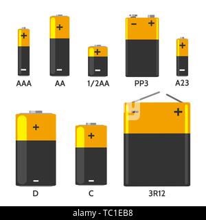 Batterie Set Cylinder Lithium Battery Vector Illustration Vector