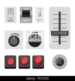 Breaker Switch Icons Set Flat Vector Cable Chopper Stock Vector Image