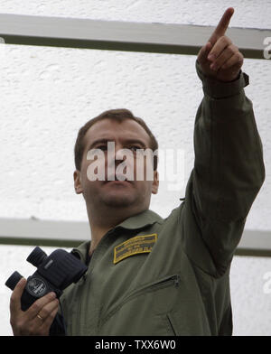 Russian President Dmitry Medvedev Gestures While Speaking During His