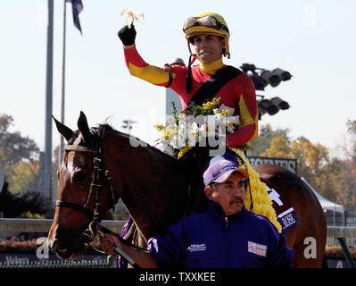 Irad Ortiz Jr Celebrates After Riding Bar Of Gold To Victory In The