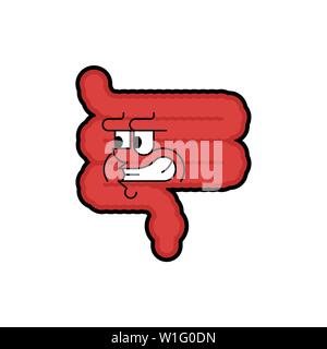 Cute Cartoon Healthy Intestines Character With Dumbbells Abdominal