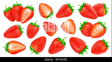 Fresh Ripe Whole Strawberries Isolated On White Background Stock Photo