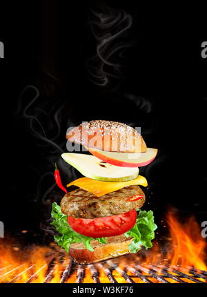 Grilled Beef Burger Cutlet With Tomato Sauce Stock Photo Alamy