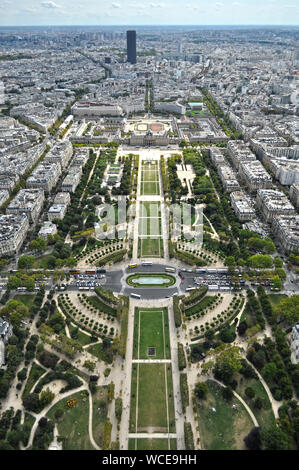 Aerial View Of The Champ De Mars From The Eiffel Tower Paris France