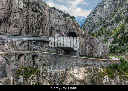 St Gotthard And Teufelsbruecke Alpine Devil S Road Bridge And Tunnel