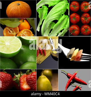 Healthy Vegetarian Vegan Food Collage Nested On White Frame Stock Photo