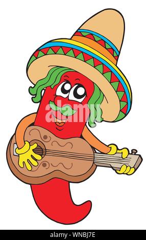 Isolated Mexican Chilli Hat And Mustache Vector Design Stock Vector