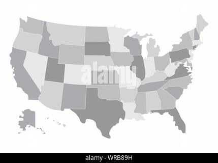 Illustration Of A Gray USA Map With States Borders Stock Vector Image