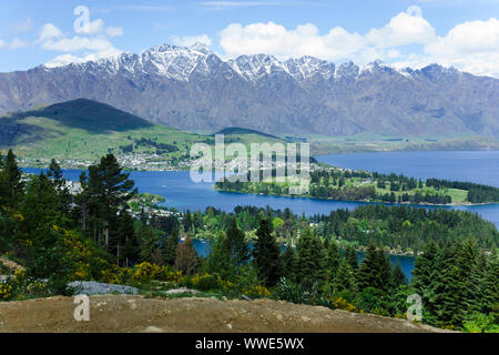 View Of Lake Wakatipu As Seen From Skyline In Queenstown New Zealand