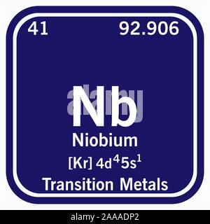 Niob Periodensystem Der Elemente Vektor Illustration Eps 10 Stock