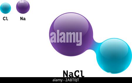 Molekulares Modell Des Natriumchlorid Molek Ls Nacl Vektorgrafik