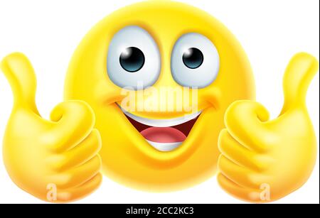 Daumen Hoch Emoticon Emoji Gelbe Hand Cartoon Symbol Stock Vektorgrafik