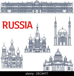 Russland Sankt Petersburg Architektur Linie Skyline Abbildung Linear