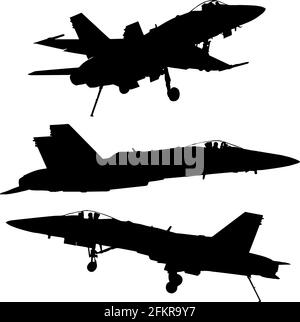 Milit R Jet Fighter Silhouetten Stock Vektorgrafik Alamy