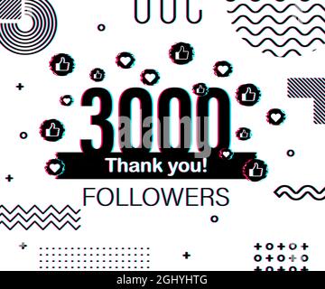 Vielen Dank 3000 Follower Zahlen Vector Gratuliert Mehrfarbigen