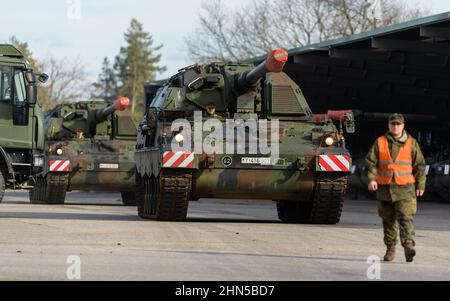 Münster Deutschland 14th Februar 2022 Ein Bundeswehr Tieflader mit