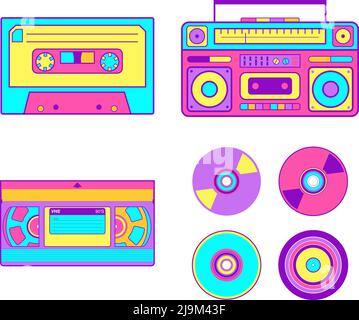 Vector Sammlung Satz Von Vektor Kassetten Alten Er Jahre Stil