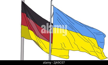 Herz Mit Zwei Fahnen Flaggen Der Ukraine Und Der Niederlande Zwei