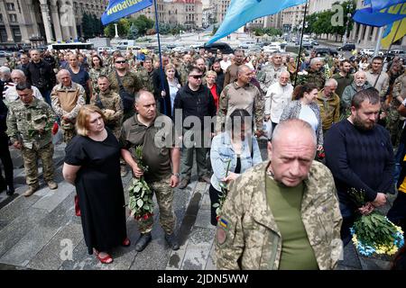 Kiew Ukraine 22 Juni 2022 Soldaten zollen dem Gründer und Führer