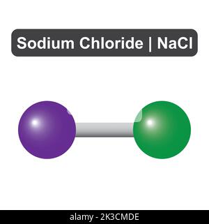 Molekulares Modell des Natriumchlorid Moleküls NaCl Vektorgrafik