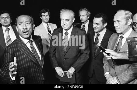 Egyptian President Anwar Sadat Talks To Reporters After His Minute