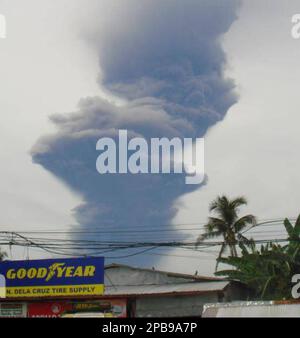 A Huge Column Of Ash Shoots Up To The Sky During The Eruption Of Mayon