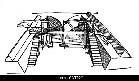 Leonardo da Vinci der Zeichnung ein Gerät für den Aushub einen Kanal