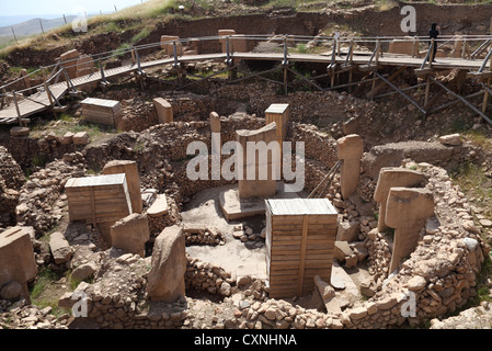 Stelen am Göbekli Tepe Ausgrabungsstätte in der Nähe von Sanliurfa